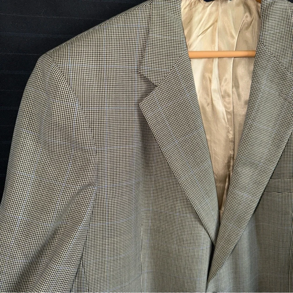 Brooks Brothers Black Tan Houndstooth Wool Cashmere Jacket Sports Coat 46 L - Picture 6 of 14